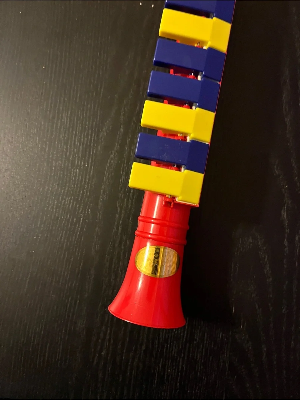 Vintage Toy Saxophone Clarinet Red Blue Yellow Plastic Keyed Horn 12”